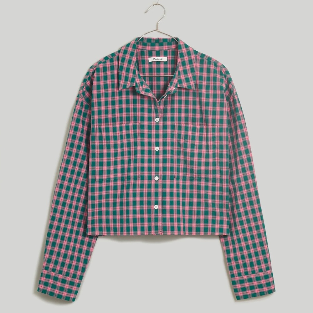 NWT - Madewell - The Signature Poplin Crop Shirt in Plaid - XL